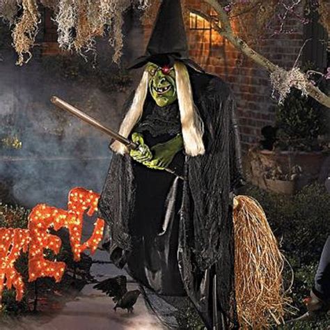 Broomstick flying witch decoration